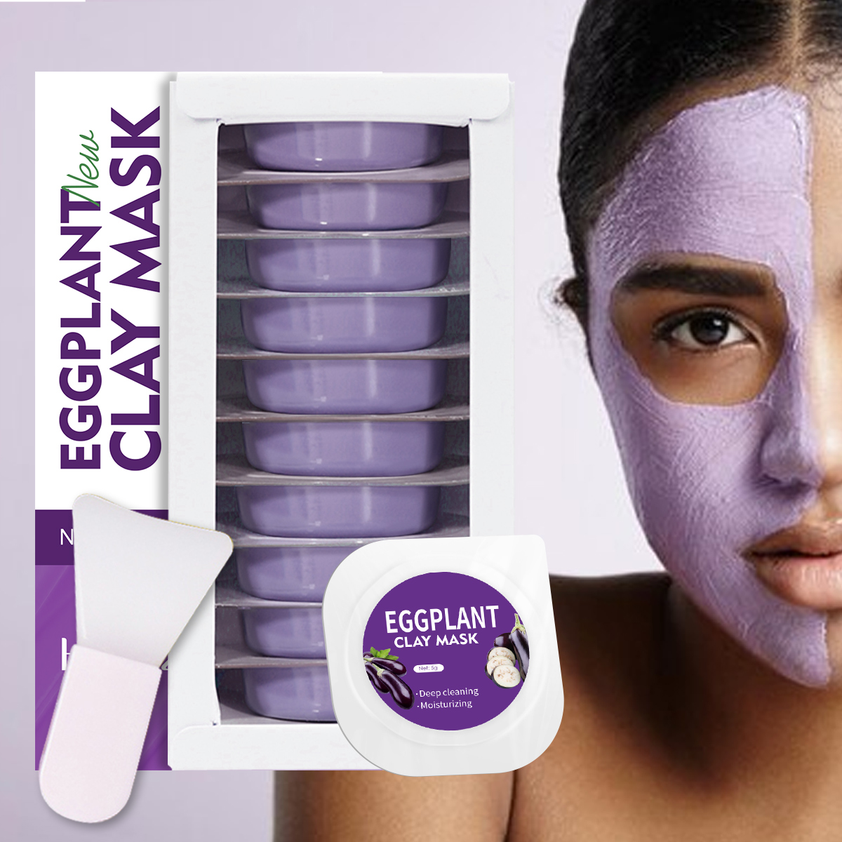 Mud Mask Kaolin - 5g/0.17oz * 10 มะเขือยาว Clay Mud