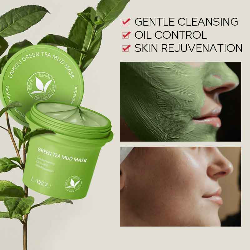 Mud Mask Kaolin - ชาเขียวโคลนหน้ากากทําความสะอาด Moisturizing Oil Control Blackhead Removal