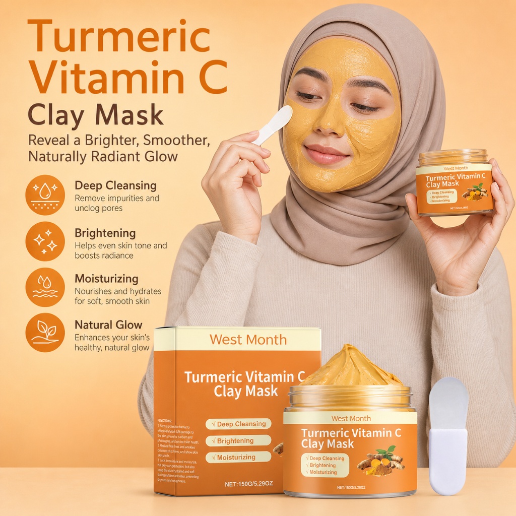 Mud Mask Kaolin - มาส์กโคลนขมิ้นวิตามินซี ช่วยปรับผิวให้กระจ่างใส ลดความหมองคล้ำ ทำความสะอาดล้ำลึก ขจัดเซลล์ผิวเก่า ลดรูขุมขน