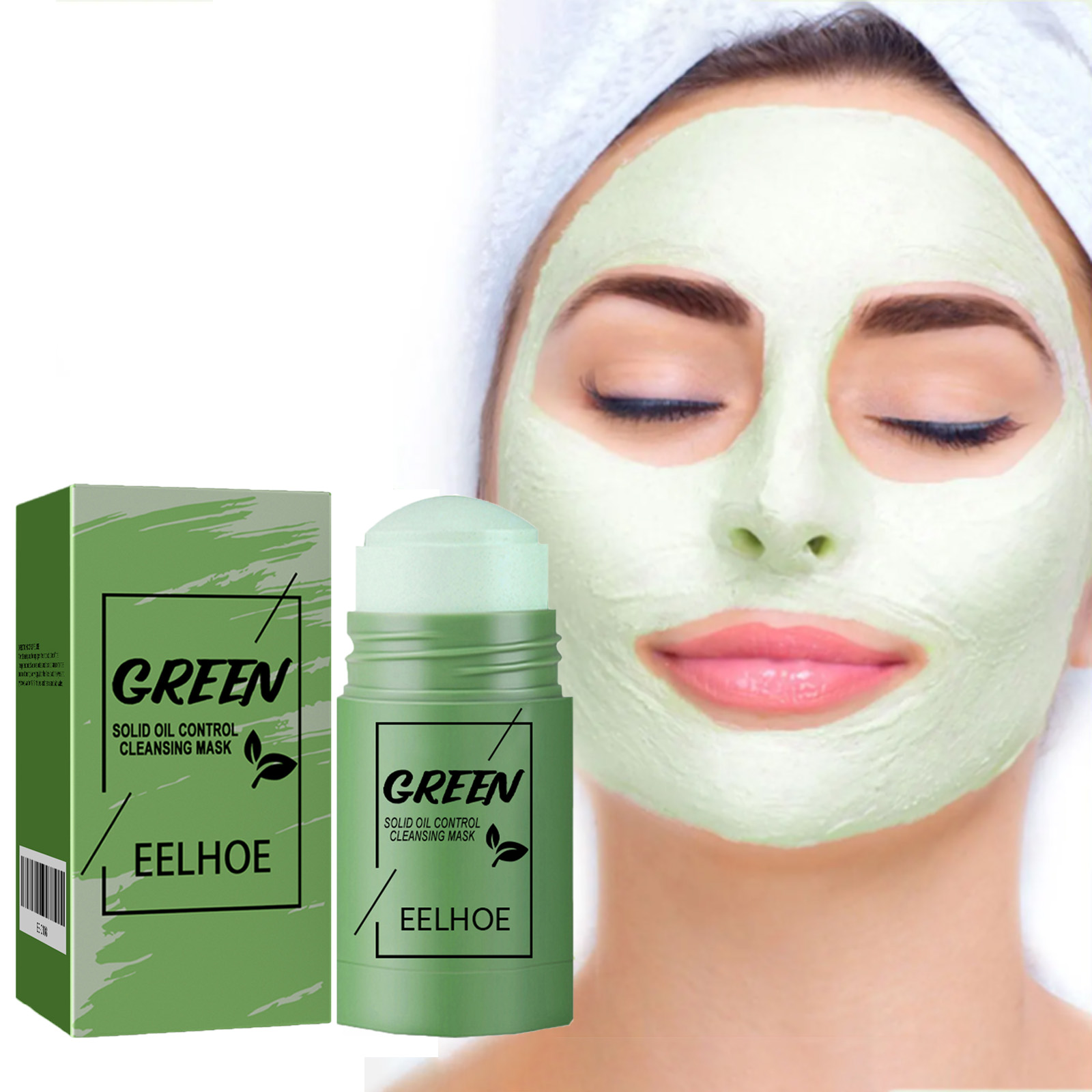Mud Mask Kaolin - ชาเขียวทําความสะอาด Solid Face Mask ทําความสะอาดรูขุมขนลบสิว Blackhead