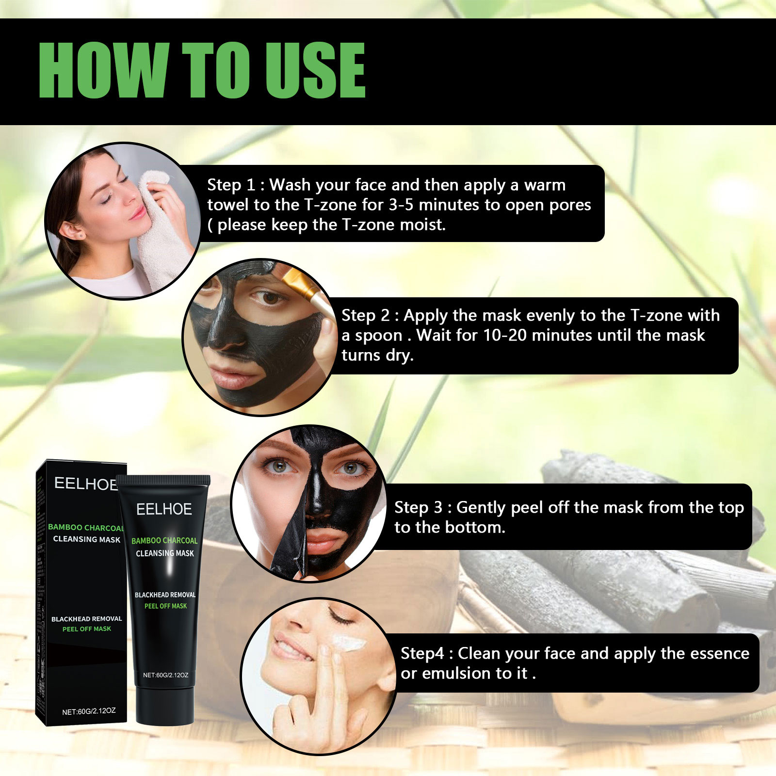 ถ่านไม้ไผ่ Tear-off Mask Black - Mud Mask Kaolin บทวิจารณ์และราคา